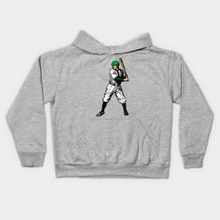 Vintage Baseball Player (Green - distressed) Kids Hoodie